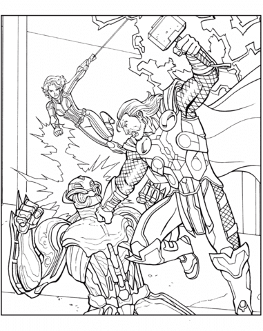 Thor Vs. Chitauri Coloring Page